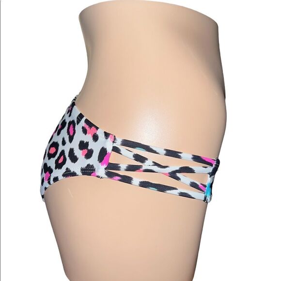 California Waves Junior Multicolor Animal-Print Hipster Bikini Bottom Swim Small - Picture 5 of 7